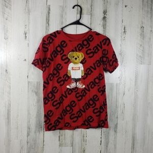 boys prime threads red and black savage short sleeve tshirt size 14